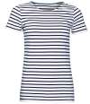01399 Ladies Miles SOL'S Ladies Miles Striped T-Shirt White / Navy colour image